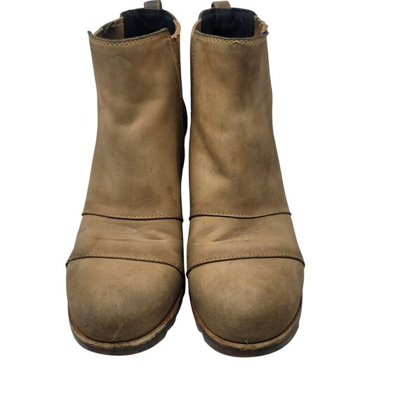 Sorel Womens Leather Lea Wedge Booties Elk Curry Sz 9.5 Mad Max Apocalyptic Tan - Picture 2 of 14